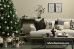 Neutral colours in living room at Christmas