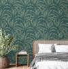 Bedroom, bedroom featuring tropical wallpaper