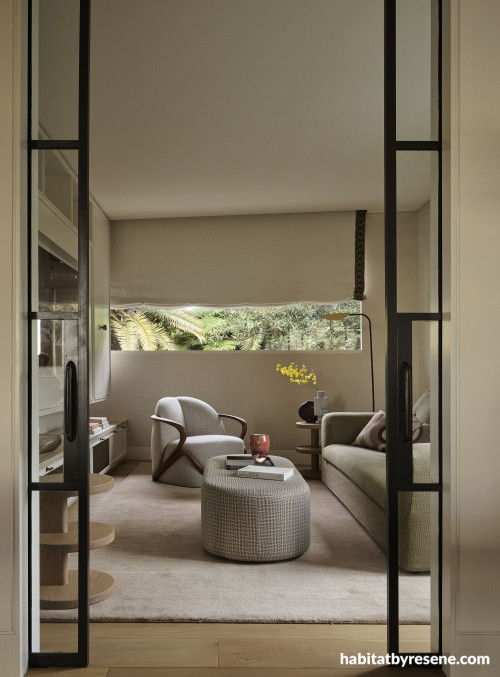 Living area featuring Resene Double Rice Cake