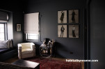 Bedroom, bold dark blue bedroom, bedroom featuring Resene Atomic