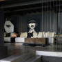 Living room painted in striking black Resene Element