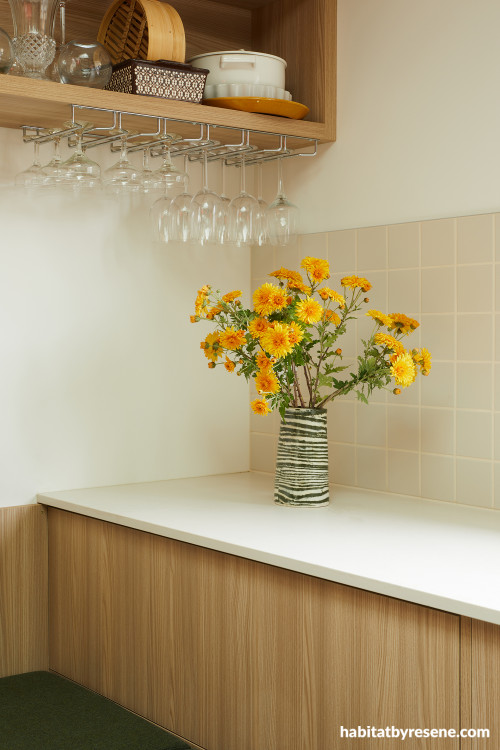 Kitchen featuring warm white Resene Rice Cake