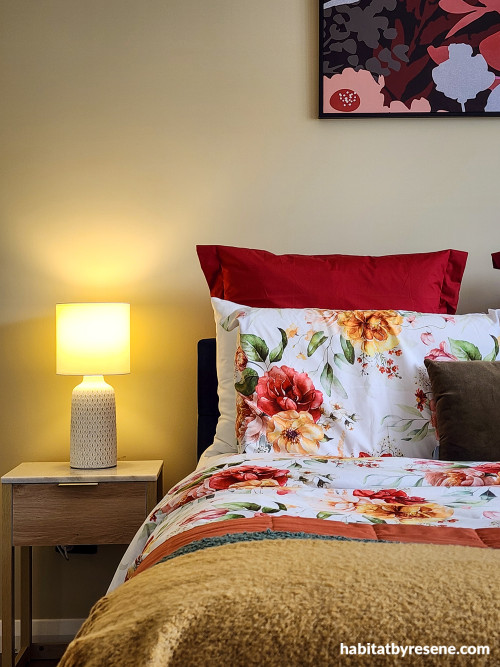 Bedroom featuring a warm beige white