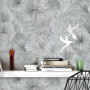 Office, neutral office, office featuring Resene textured pattern wallpaper