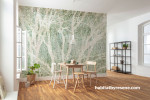 Dining area, dining area featuring nature-inspired statement Resene wallpaper