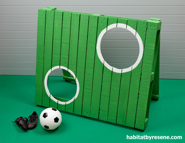 Soccer goal made from an upcycled pallet