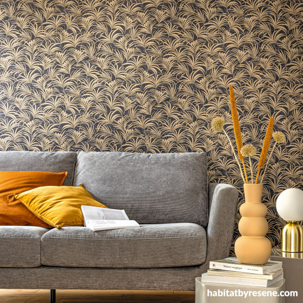 Curl up and read a book under the golden canopy of Resene Wallpaper Collection 103809274. 