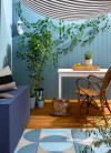 Outdoor patio featuring Resene Woodsman Natural, Resene Bluff and Resene Halcyon