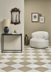 Reading nook with cream and beige diamond floor