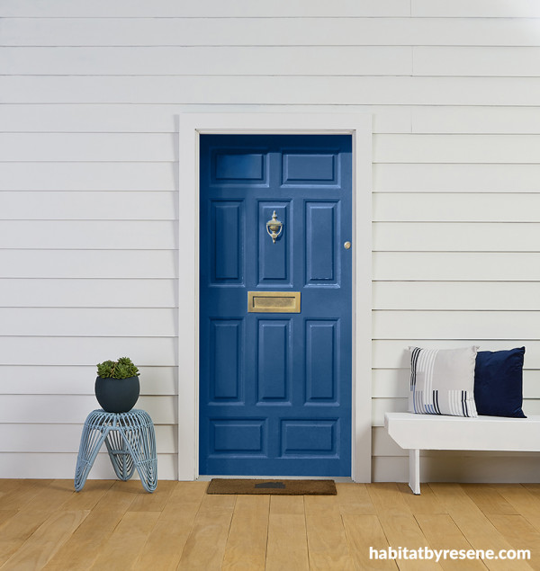 Blue has always been a popular choice for a front door colour, especially a bright, welcoming shade like Resene Bondi Blue. 