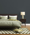 Bedroom, bedroom featuring statement wallpaper, dark grey bedroom