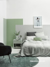 Bedroom painted in Resene Alabaster, Resene Silver Chalice, Resene Peace and Resene Helix