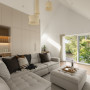 Living area featuring walls and ceiling in Resene Half Wan White