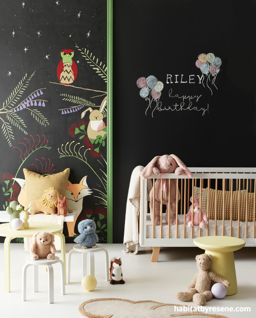 Child's room featuring Resene Chalkboard paint
