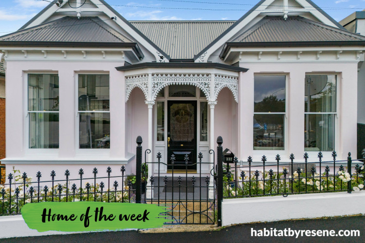 Villa featuring pale pink Resene Sauvignon