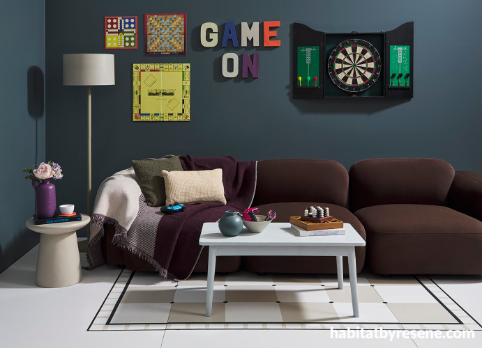 Man cave or games room painted in Resene Dark Slate