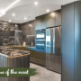 Kitchen featuring cabinets painted in Resene Midnight Moss and living area walls in Resene Quarter Truffle