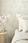 Bedroom, bedroom featuring white floral wallpaper