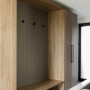 Utility space featuring wood finish and black hardware