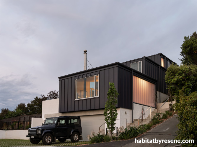 A dark house with Resene Black White blockwork