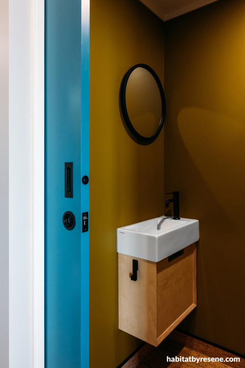 Powder room painted in Resene Fiddlesticks