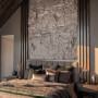 Bedroom featuring statement wallpaper