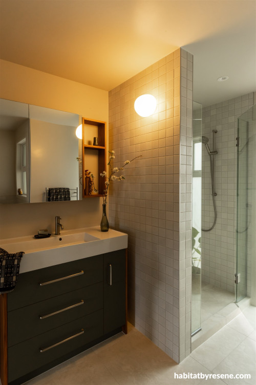 Bathroom painted in Resene Half Tea