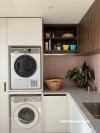 Laundry, combined kitchen and laundry, kitchen and laundry featuring Resene Barely There