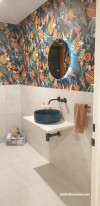 Bathroom, bathroom with statement wallpaper