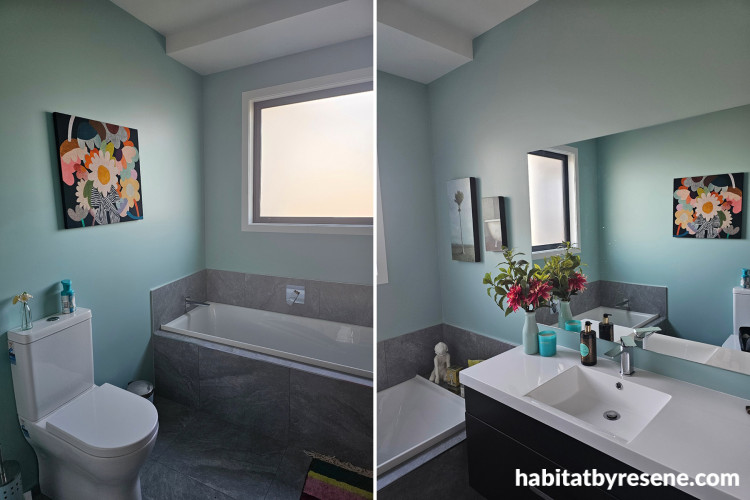 Bathroom, bathroom featuring soft blue Resene Opal