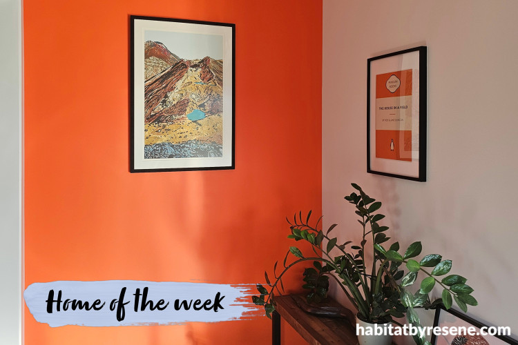 Entranceway, entranceway featuring bright orange wall