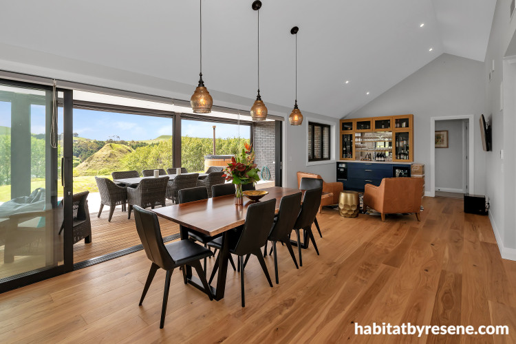 Dining room featuring light grey walls