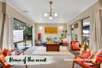 Mid-century home living area with walls painted in Resene Half Tea and ceiling painted in Resene White.