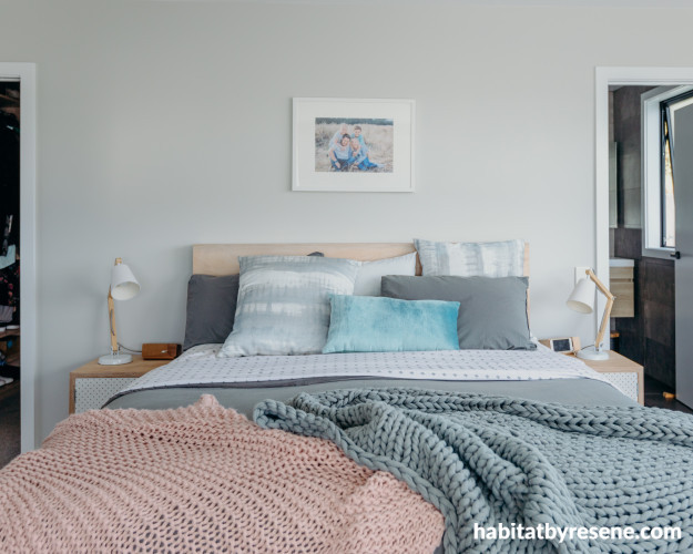 bedroom inspiration, grey and blush bedroom, scans bedroom inspo, Resene