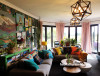 living room inspiration, wallpaper inspiration, colourful interior ideas, wallpaper feature, resene