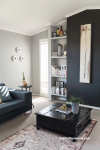 family room, black, neutrals