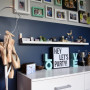 bedroom, kids bedroom, childrens bedroom, blue bedroom, blue feature wall, deep blue