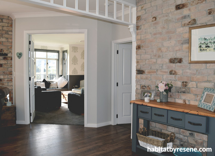 entranceway inspiration, entranceway ideas, entranceway design, brick interior, resene paint