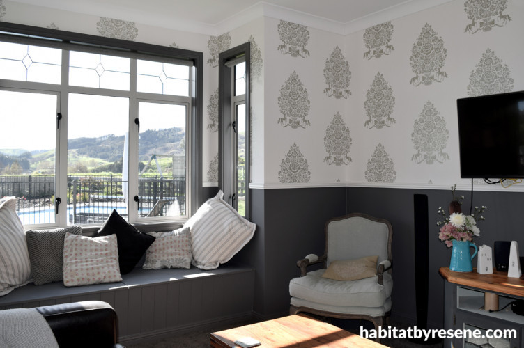 wallpaper inspiration, wallpaper ideas, living room inspiration, living room design, resene 