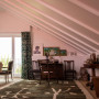 ceiling beams, white ceiling, patio doors, white walls, resene 