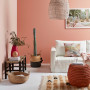 pink lounge, pink living room, pink interior, pink feature wall, living room, resene just dance