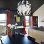 kitchen, dining room, black and white kitchen, black dining room, black interior, resene nocturnal 