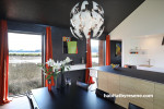 kitchen, dining room, black and white kitchen, black dining room, black interior, resene nocturnal 