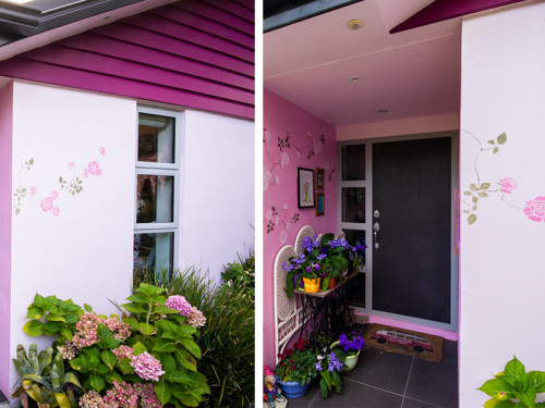 pink exterior ideas, pink exterior inspiration, exterior design, pink house, colour palette, resene