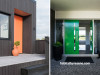 orange front door, green front door, house exterior, front door ideas, entranceway  