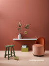 Douglas and Bec, interior, bold, tonal, rose, orange, paint, terracotta, Resene Apple Blossom