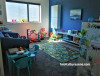 play room ideas, play room inspiration, blue play room, blue feature wall, kids room inspiration