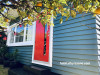 exterior cladding, weatherboard Inspo, red door, red door inspiration, White window frames, Resene 