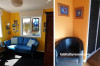 yellow lounge, tv room, yellow tv room, yellow interior, resene bright spark, yellow feature wall