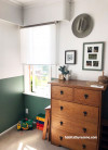 bedroom, childrens bedroom, kids bedroom, green bedroom, green feature wall, resene gondwana